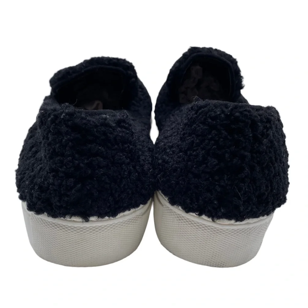 Steven New York by Steve Madden Kimbel Black Faux Fur Slip On Shoe Size 9